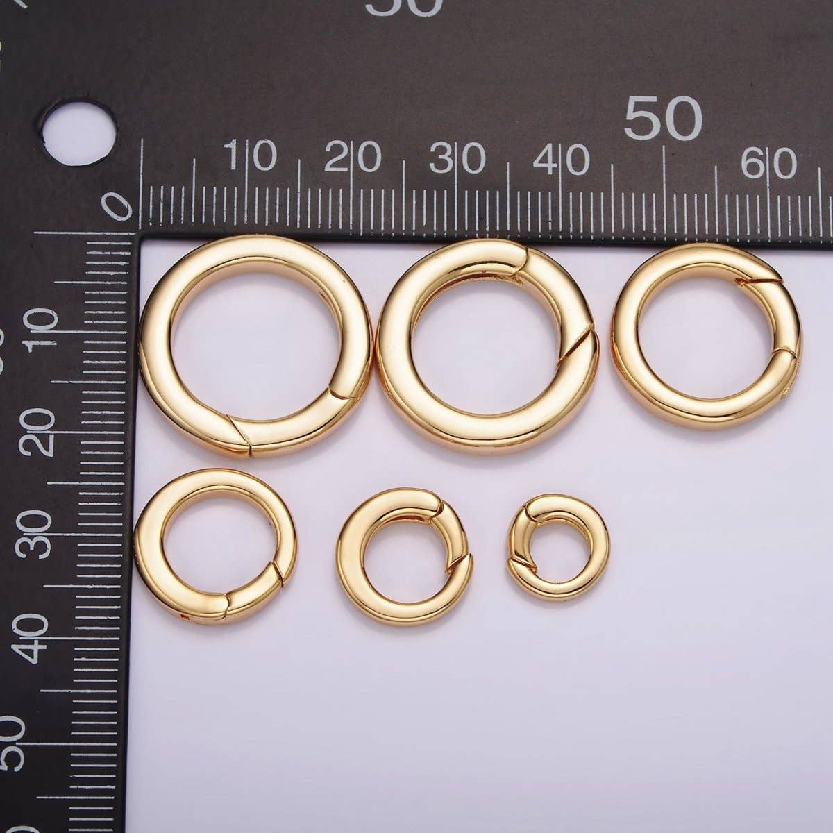 Aim Eternal - Wholesale Craft Supplies - 18K Gold Filled Push Gate Ring Charm Holder Bail for Charm Jewelry Kit Supplies For DIY Jewelry Making | Z-492 - Z-4976