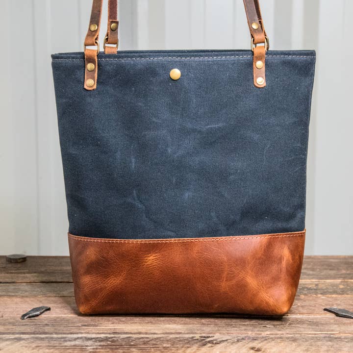 In Blue Handmade - Wholesale Tote bag – Women's - Essential Waxed Canvas and Leather Tote with Options22