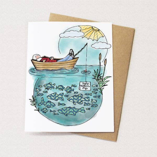 Biglietto di auguri per la festa del papà, per la festa del papà, barca a remi per la vendita all'ingrosso da parte di Cynla