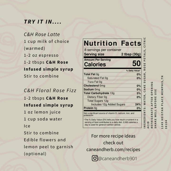 Cane & Herb - Wholesale Cocktail mix/syrup - ROSE INFUSED Simple Syrup1