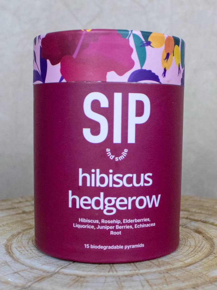 Tubo de Sebe de Hibisco 15 saquetas de chá piramidais biodegradáveis por atacado de Sip and Smile LTD