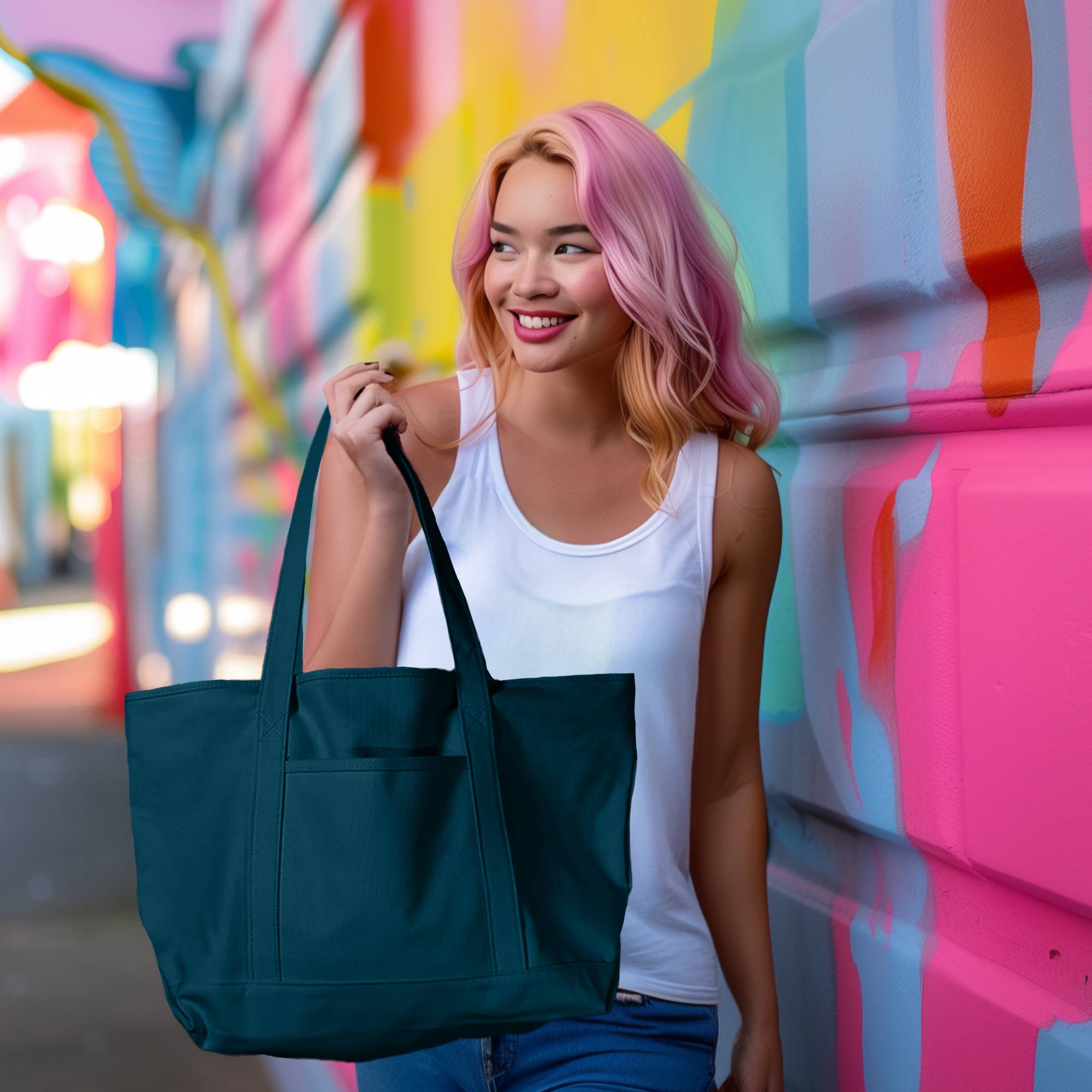 Dalix – Großhandel Tragetasche – Damen – Dalix 23" Deluxe 24 oz. Baumwoll-Canvas-Tragetasche mit Reißverschluss58