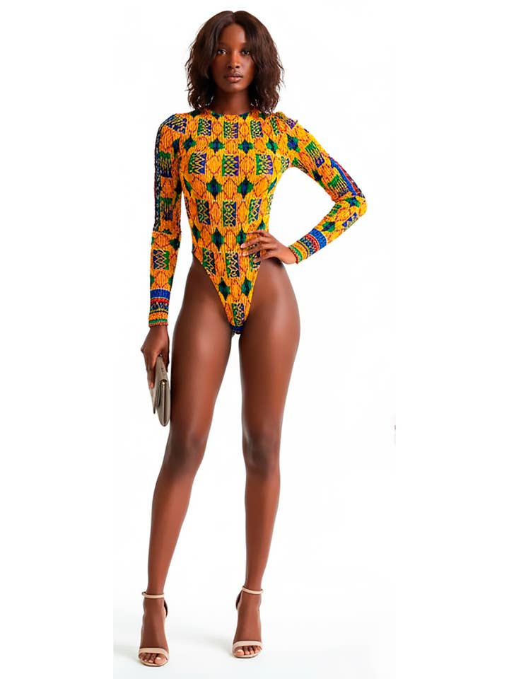 SUESES - Wholesale Bodysuit - Women's - Kente Adja stretch fabric bodysuit.5
