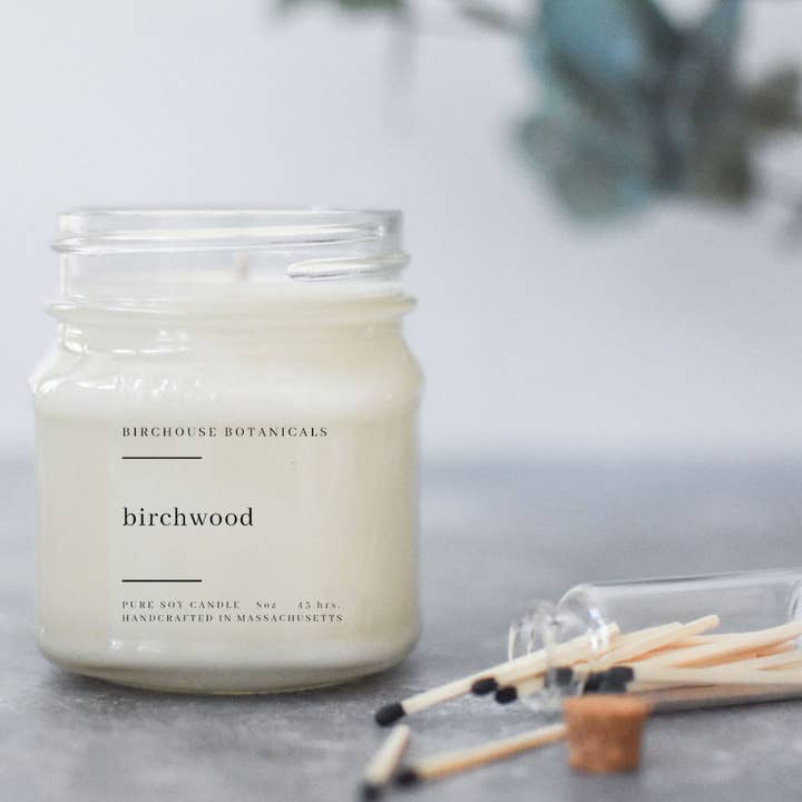 Birchouse Botanicals - Wholesale Jar/Filled Candle - Birchwood 8 oz. Soy Candle - Pine Candle, Winter Decor1