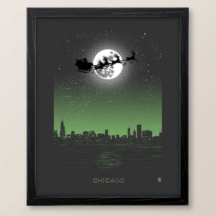 Chicago Holiday Moon Illinois Print for wholesale by Bozz Prints