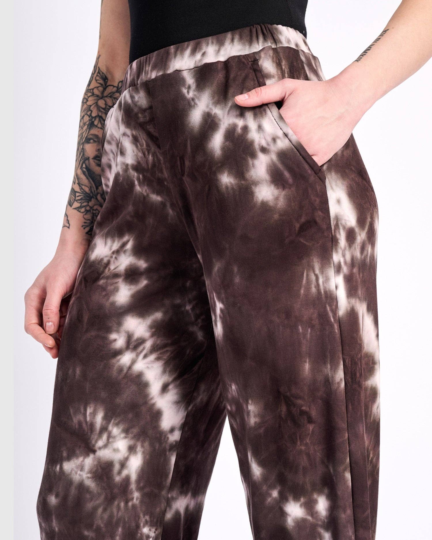 Lala Lounge Pants, Brown/Pink Tie Dye for wholesale on Faire2