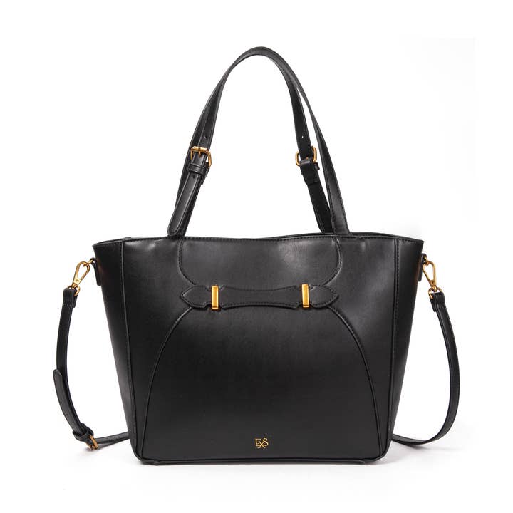 Tina Black vegan leather tote for wholesale by Excess Paris