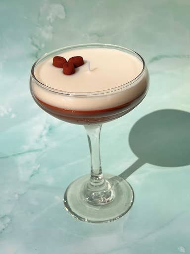 Espresso Martini Candle Tall Stem Coupe Glass for wholesale by Candle Lume