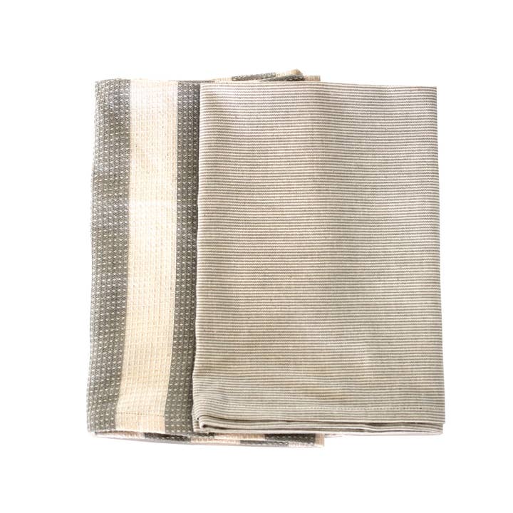 Raine & Humble - Wholesale Tea Towel - Striped Tea Towel set of 2 Sage Green