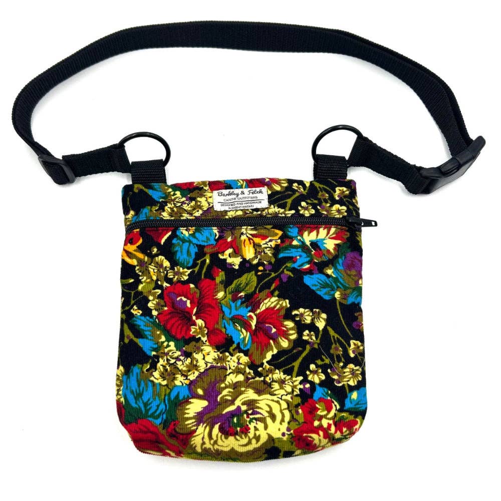 Barkley and Fetch – wholesale Pet treat bag – Dog – Rose Flower Corduroy Dog Walk and Treat Bag1