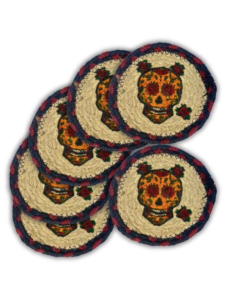 Braided Jute Coasters, Design #47 for wholesale by El Paso Saddleblanket