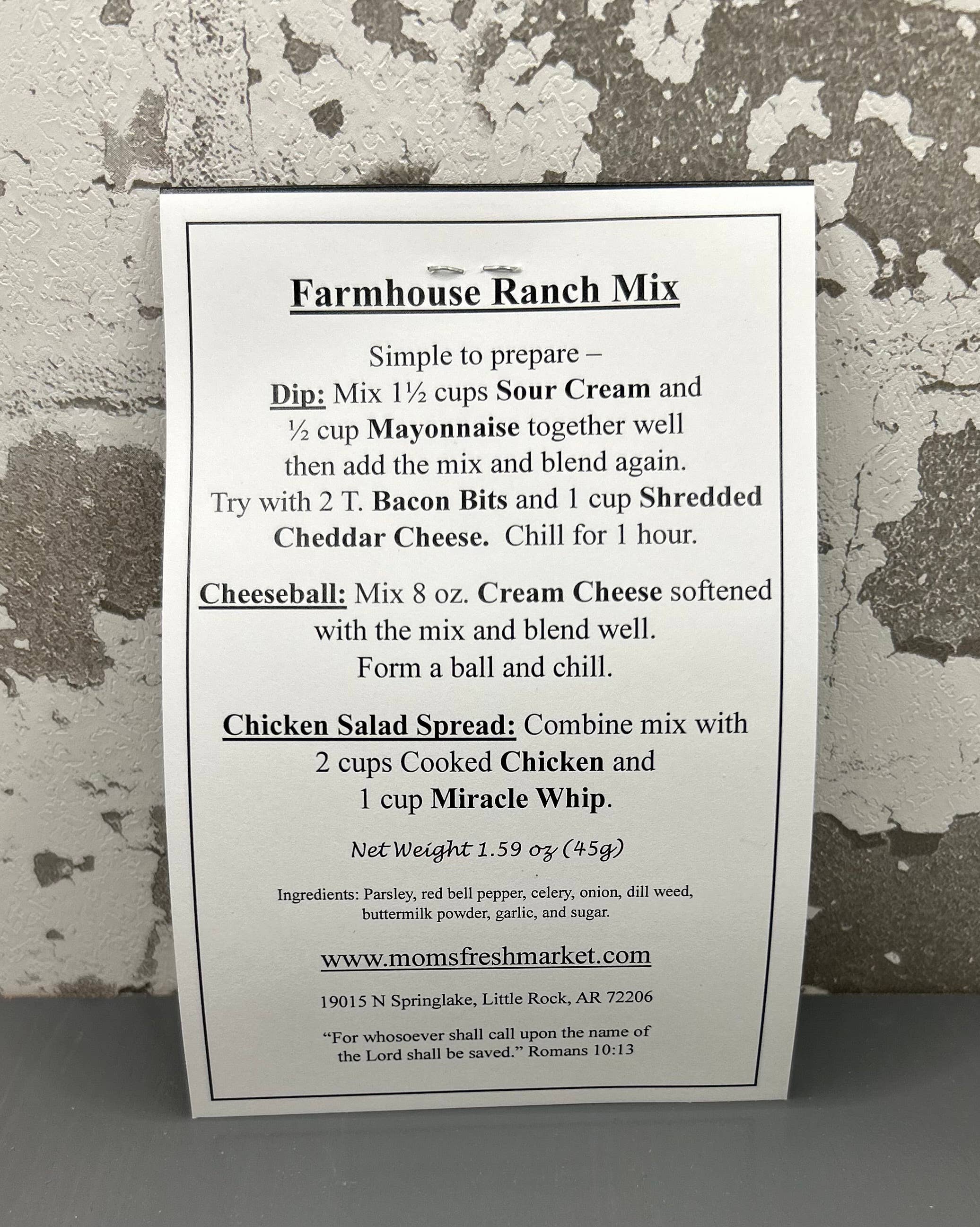 Mom's Market LLC – especiarias para molhos por atacado – Mistura de Rancho de Quinta1