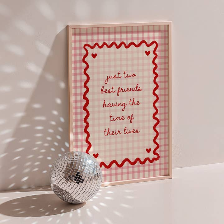 Just Two Best Friends Having The Time Of Their Lives Gingham Print for wholesale by Print and Pigment