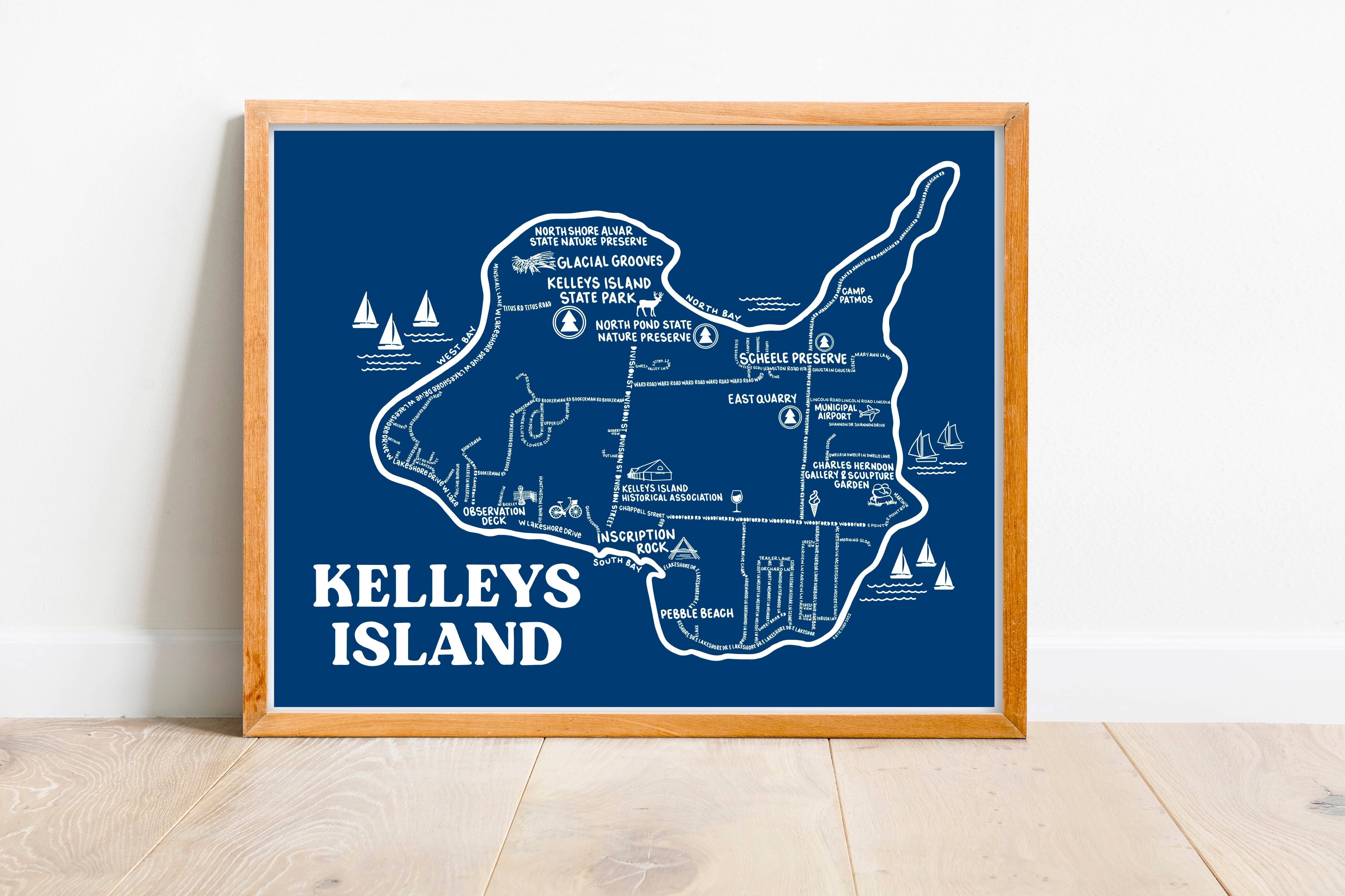 Whereabouts Shop - Wholesale Art Print - Kelleys Island Blue Art Print Map5