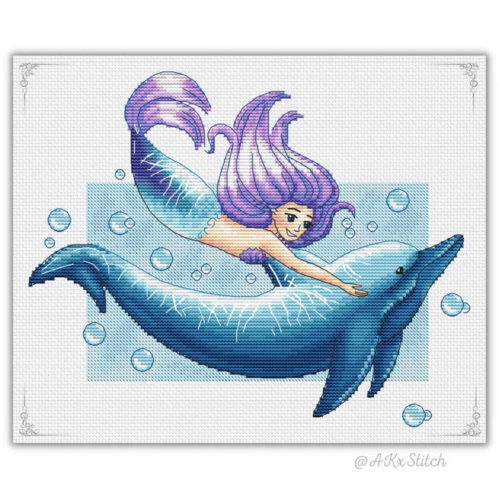 Mermaid Cross Stitch Kit for wholesale by AKxStitch