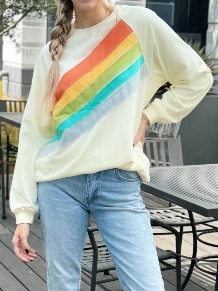 Penelope Striped Pullover Sweatshirt for wholesale by Threaded Pear