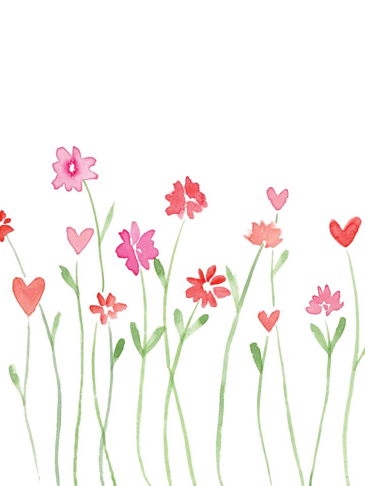 Heart Flowers Greeting Card for wholesale by Dori Boyce Art