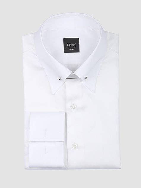 BRISK - Wholesale Button Down Shirt - Men's - Egyptian White 60's Poplin Collar Pin Shirt - 3 Pack Bundle1