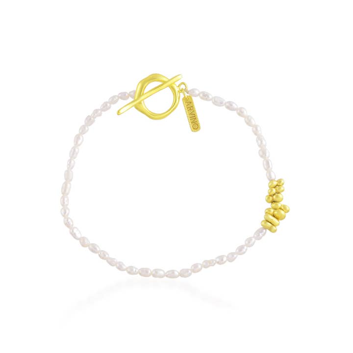 Pulseira FUNDO Pérola Keshi (Vermeil Dourado) por atacado de Arvino