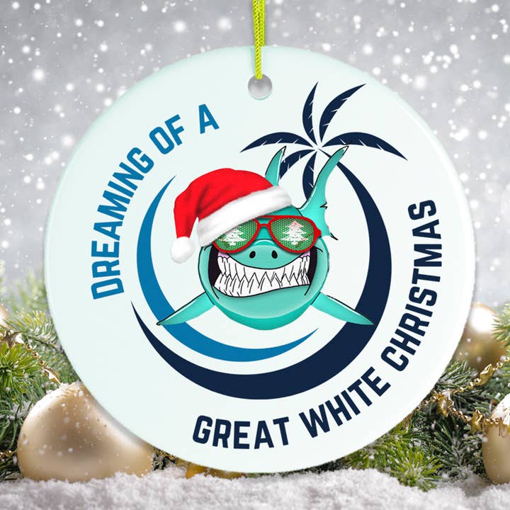 I’m Dreaming of a Great White Christmas Shark Ornament for wholesale by OrnamentallyYou