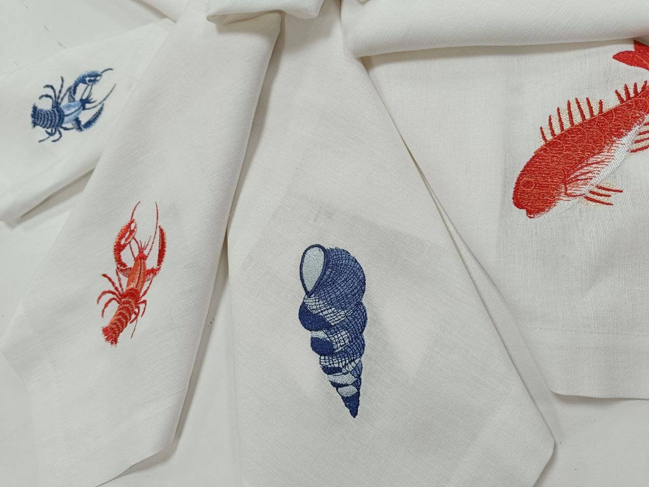 Handmade Originals Ukraine - Wholesale Dinner & Cloth Napkin - Embroidered Napkins Premium Quality 16x16'' - Sea10