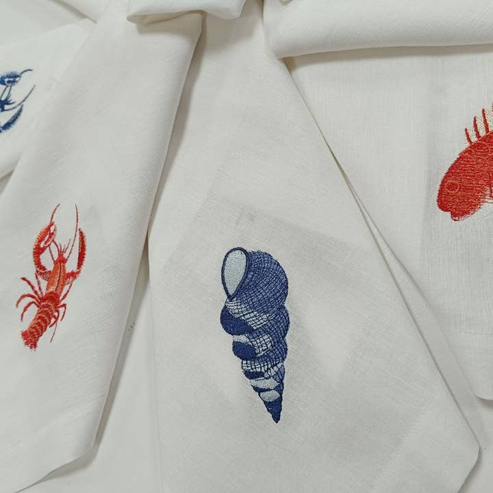 Handmade Originals Ukraine - Wholesale Dinner & Cloth Napkin - Embroidered Napkins Premium Quality 16x16'' - Sea10