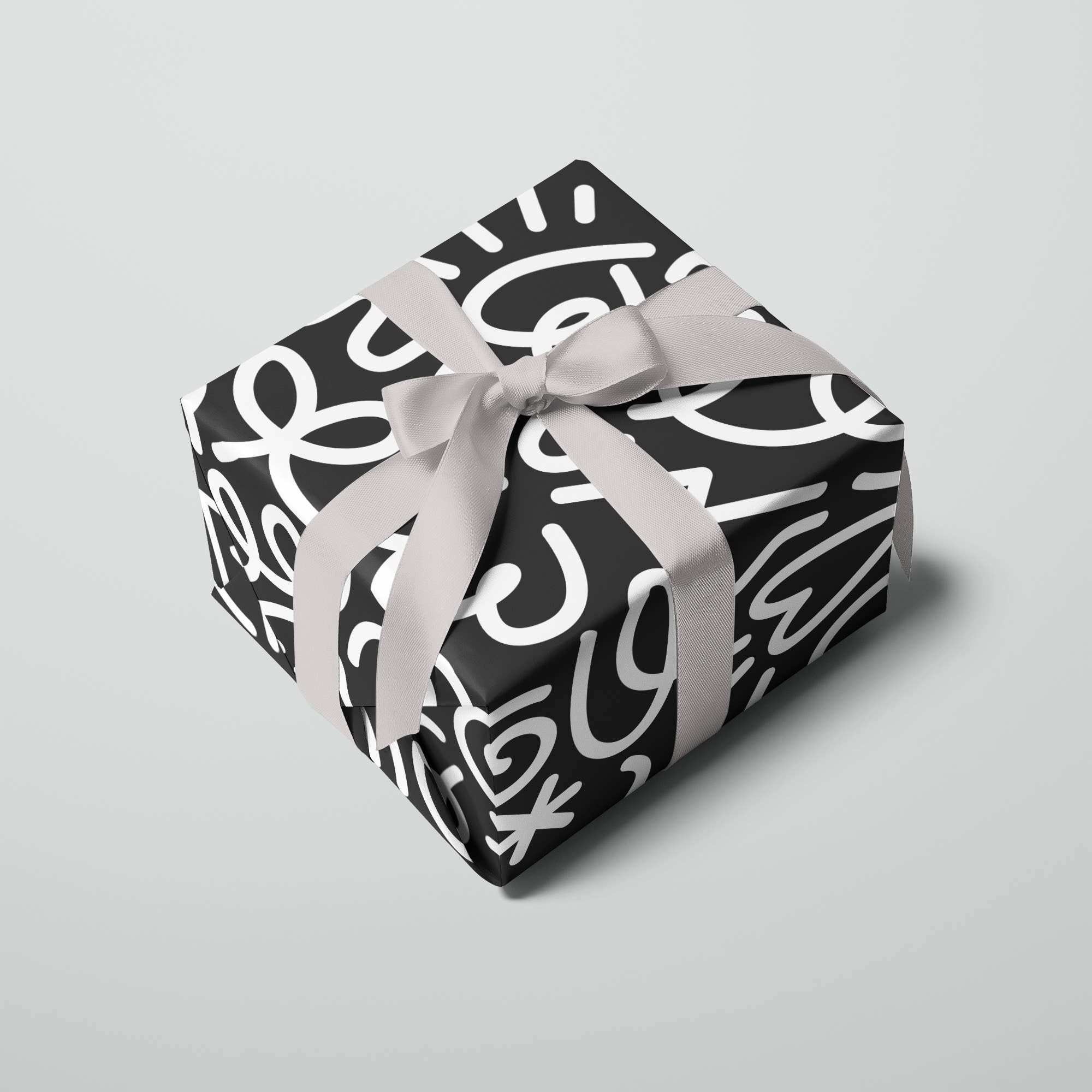 Graphic Factory - Wholesale Flat Wrap - Party Doodle Gift Wrap Sheet | Wrapping Paper | Black3