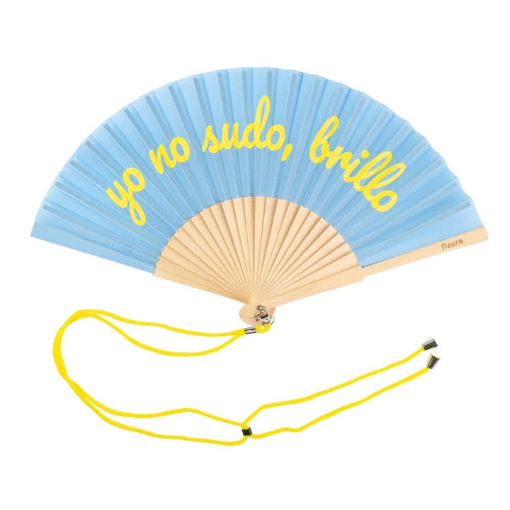 Fisura - Wholesale Handheld Folding Fan - “I Don't Sweat, Glow” Fan - Blue - Glows In The Dark.1