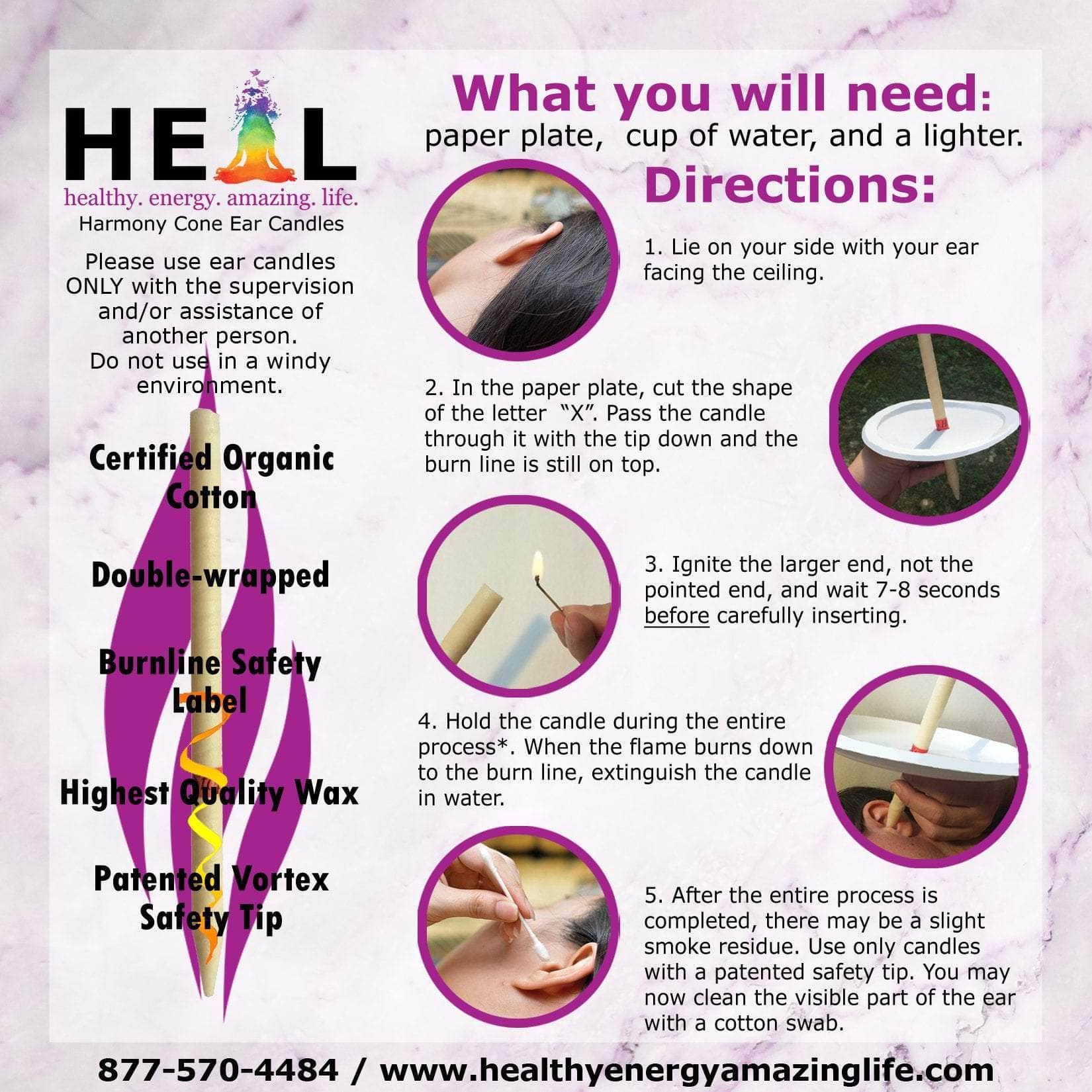 Healthy Energy Amazing Life - Wholesale Tapered Candle/Candlestick - Lavender, Bergamot & Patchouli Ear Candles by Doc Harmony6