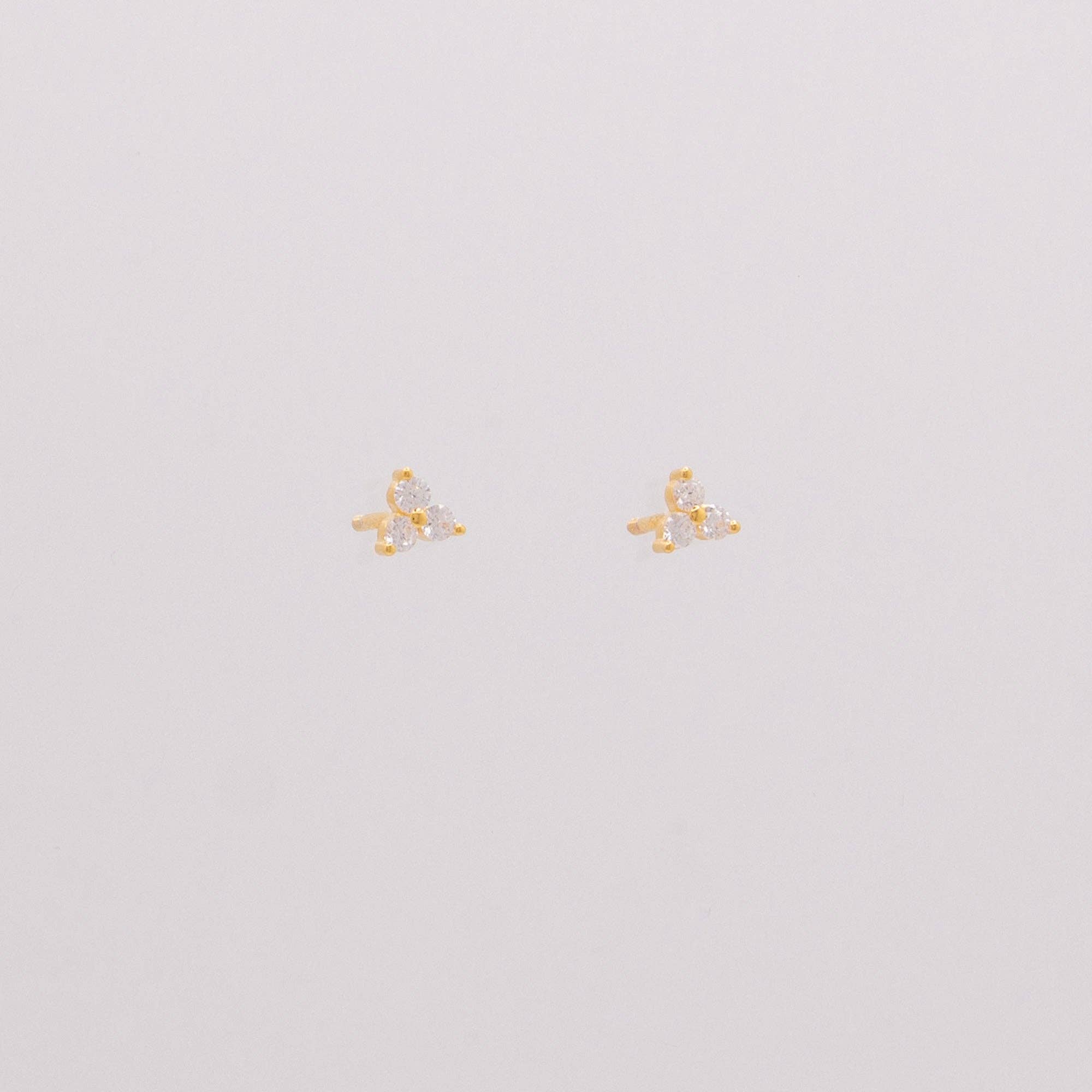 TPAIGE Jewelry - Wholesale Stud/Post Earrings - Earrings 14k gold vermeil Trinity CZ Ball Screw Back Studs2