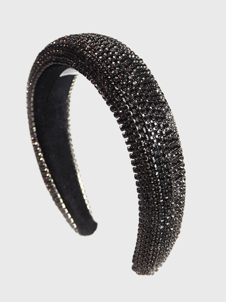 Bagatelle Babe - Diadema llamativa con cristales en negro para venta al por mayor de Filippa Firenze