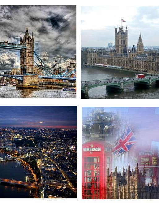 Set mit 4 laminierten Tischsets London für den Großhandel von DB GROUP SRL