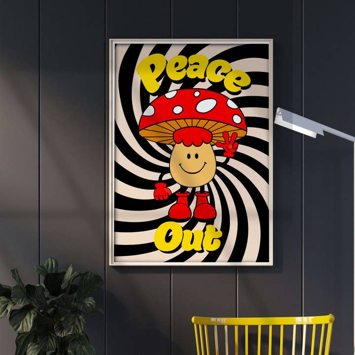 Peace Out Mr Shroom Print Typography Wall Decor for wholesale by Superlover