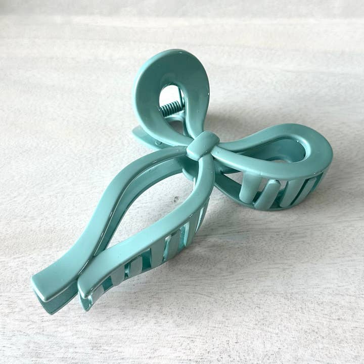 Accesorio de pinza para el pelo Bow Claw Coquette, azul y gris para venta al por mayor de iconic mi