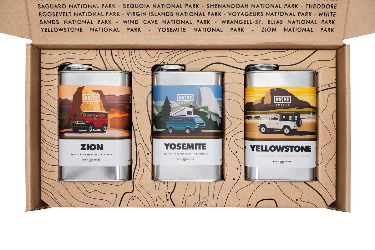 Drive Coffee - Wholesale Coffee Beans - National Parks Gift Box 1 - Light+Medium Roast Coffee Beans1