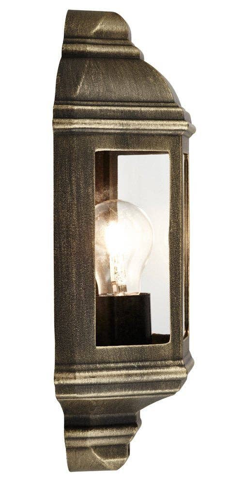 Happy Homewares – wholesale Lantern – Traditional Black/Gold Cast Aluminium Flush Wall Lantern Light Fitting1