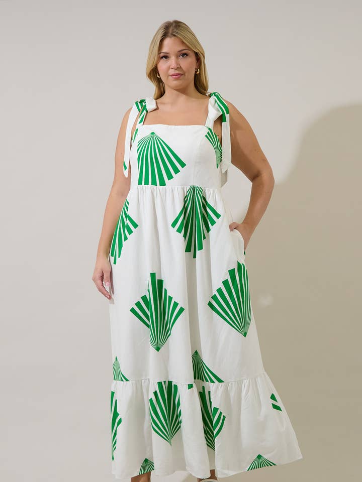 Fan Breeze Hendy maxikjole med skulderbind Curve for engroshandel hos Sugarlips