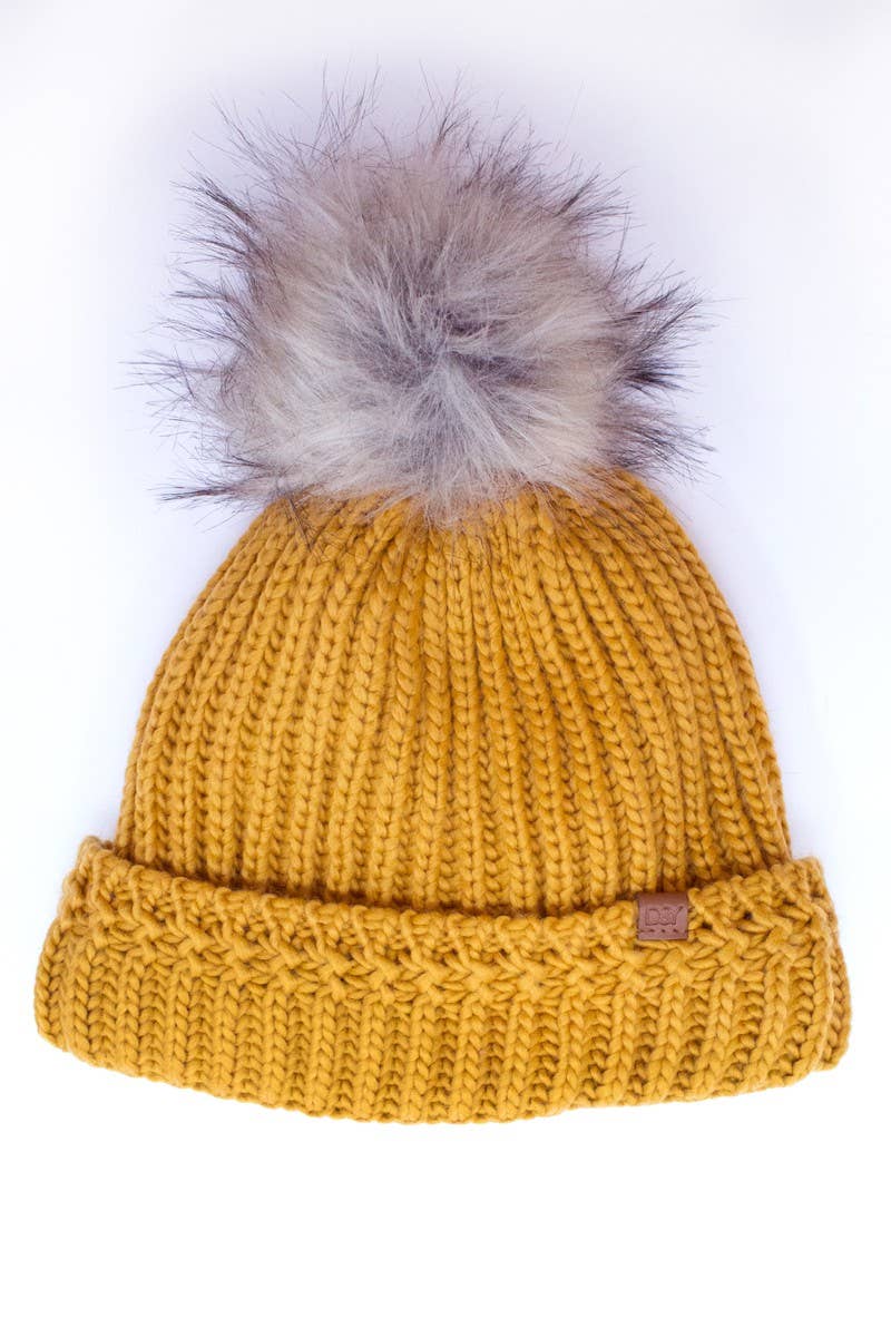 Suzie Q USA - Vendita all'ingrosso Berretto - Donna - Berretto in maglia con pompon in pelliccia sintetica5