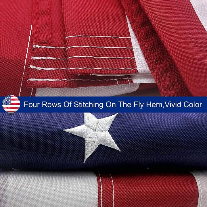 Hometeczone LLC - Wholesale Flag - American Flag 5x8 ft 4x6 ft 3x5 ft Outdoor Heavy Duty Embroidered Stars USA Flag Sewn Stripes Fade Resistance Brass Grommets All Weather UV.3