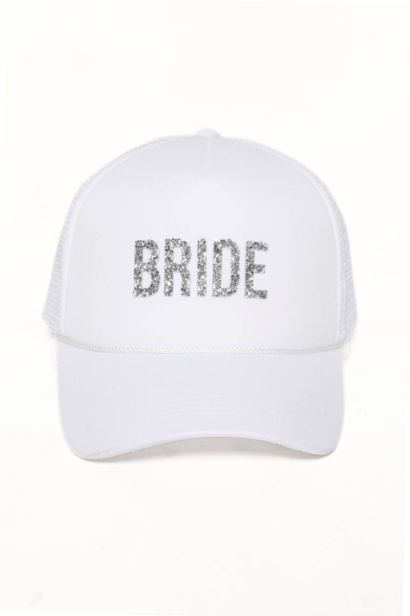 David And Young - Wholesale Trucker Hat - Women's - Bride Rhinestone Patch Trucker Hat