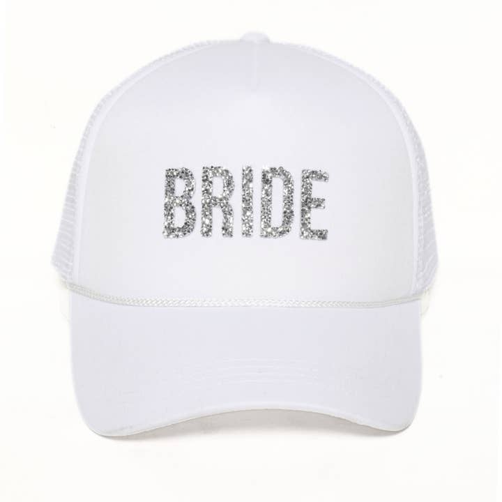 David And Young - Wholesale Trucker Hat - Women's - Bride Rhinestone Patch Trucker Hat0