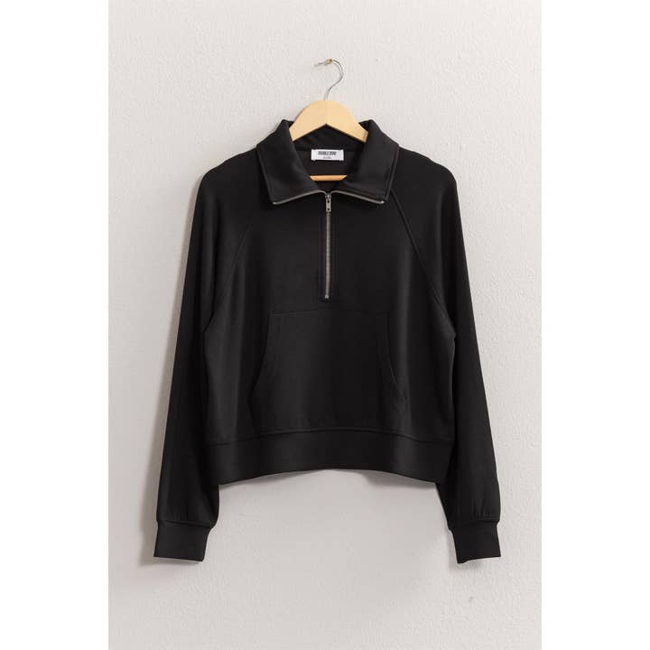 Double Zero - Wholesale Sweatshirt – Women's - Half Zip-Up Collar Sweatshirt