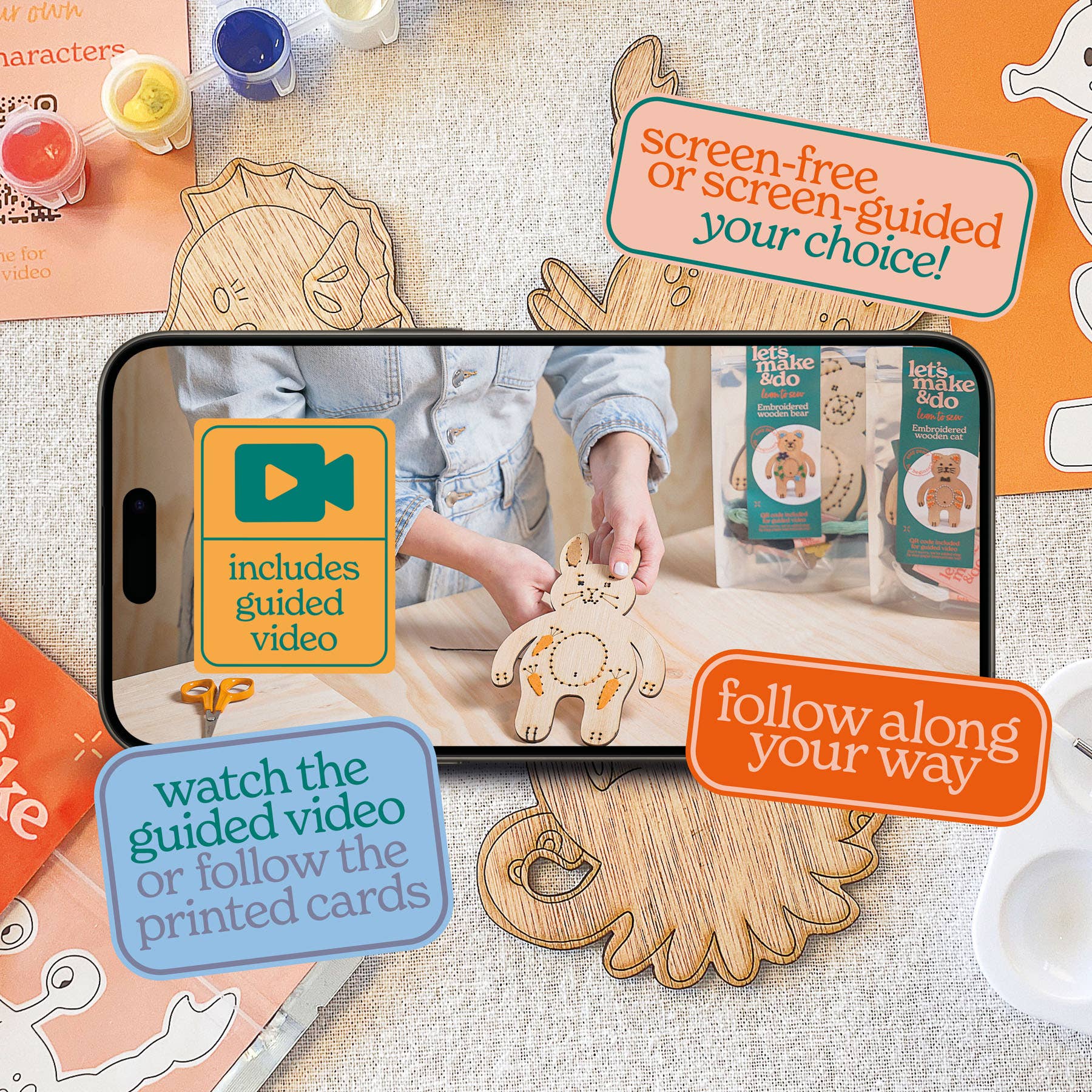 Let's Make & Do – wholesale DIY craft kit – Child – Paint Your Own Wooden Sea Creatures Kit2