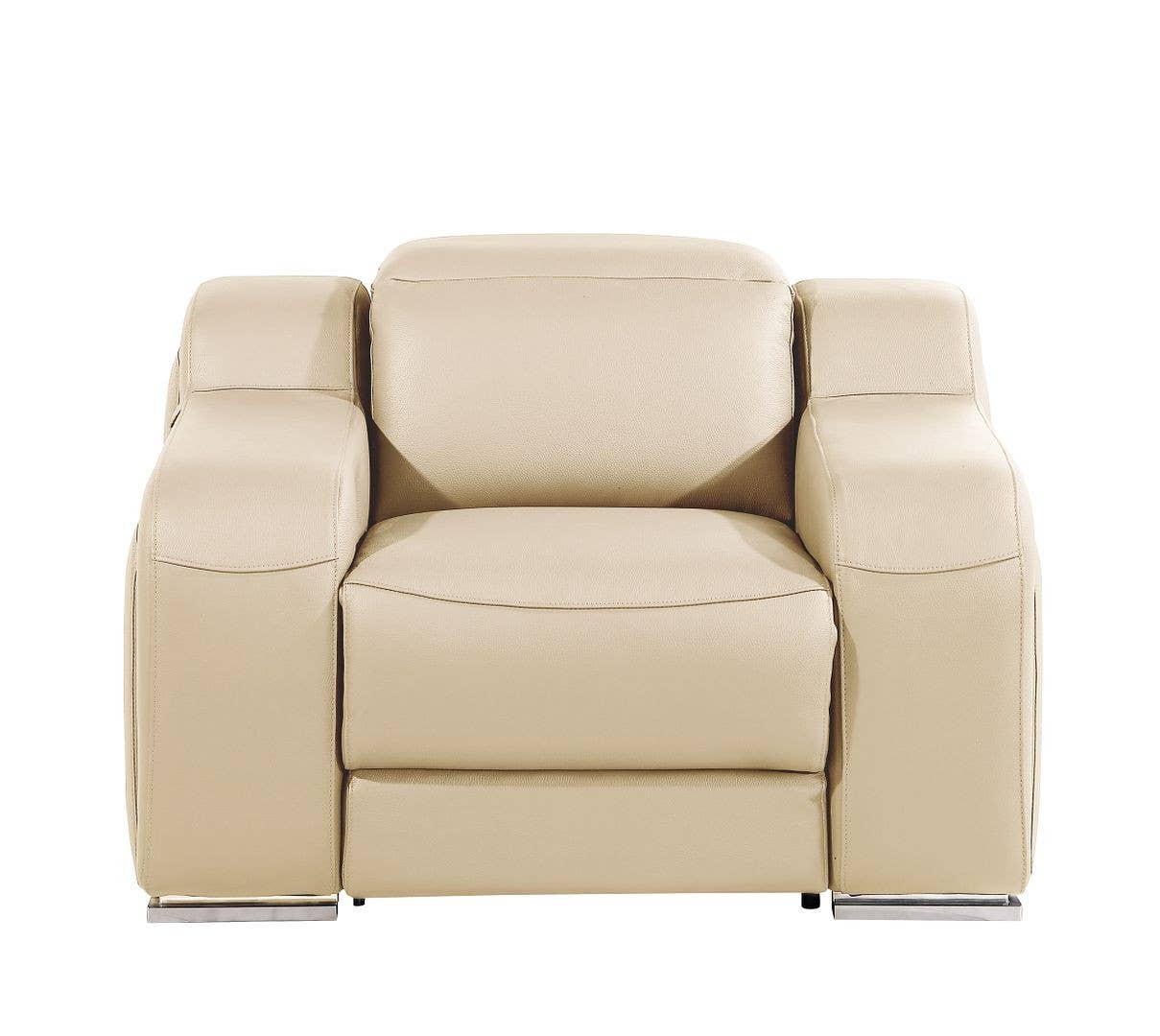 HomeRoots - Wholesale Chair - 41" Beige Italian Leather Wall Hugger Recliner With USB0