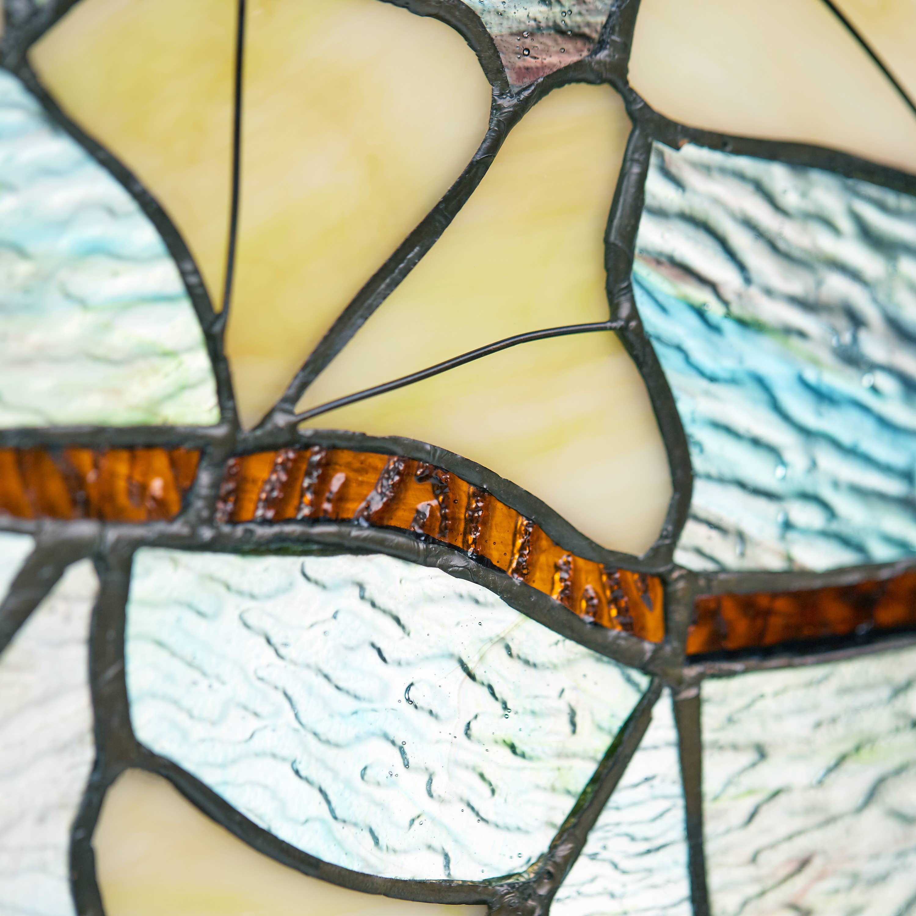 River of Goods - Wholesale Suncatcher - 17.5"H Robert Yellow Gingko Leaf Stained Glass Window Panel11