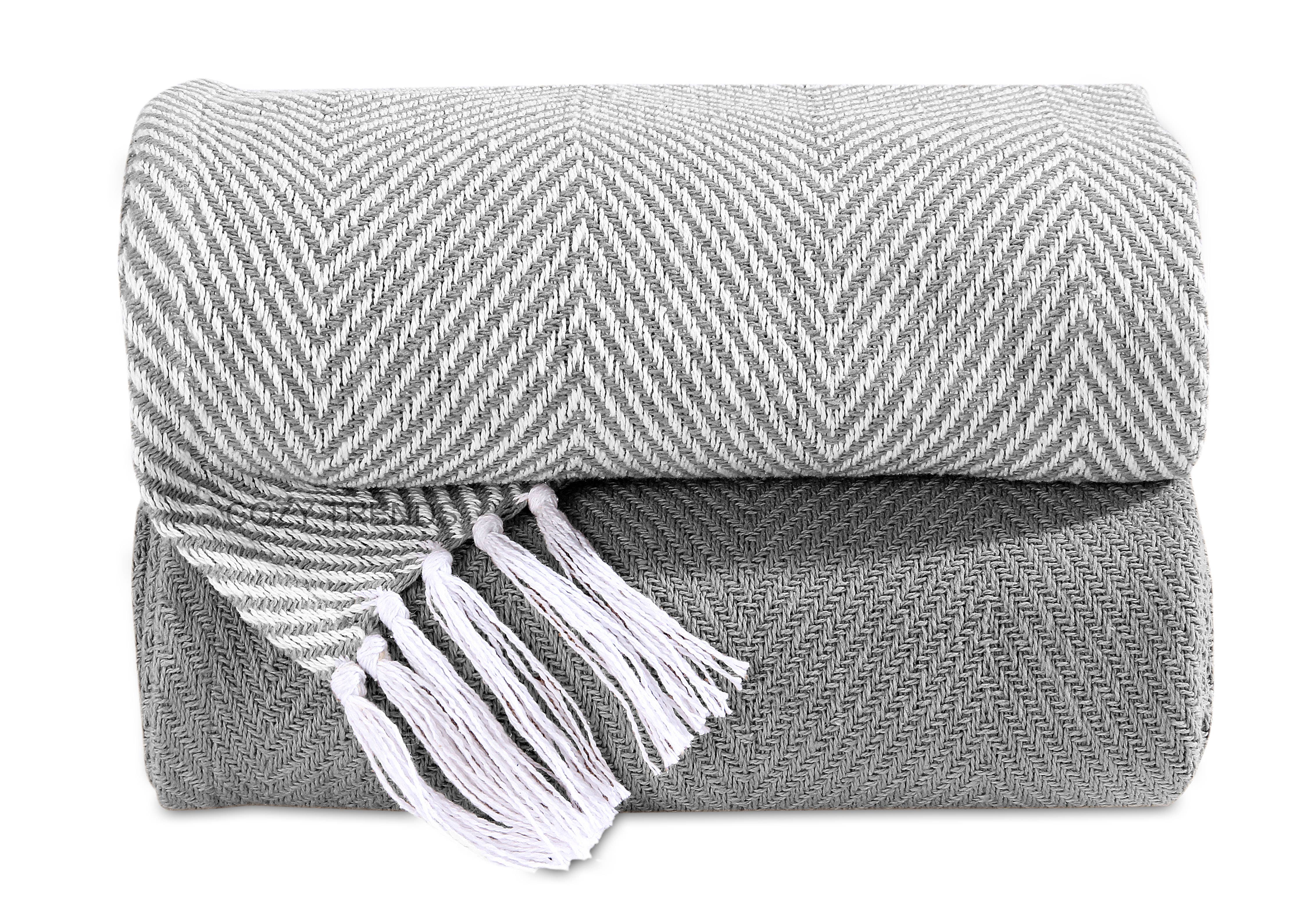 COZY HOMES COLLECTION - Wholesale Throw Blanket - Handwoven Cotton All Season Throw Blankets Chevron Set of 23