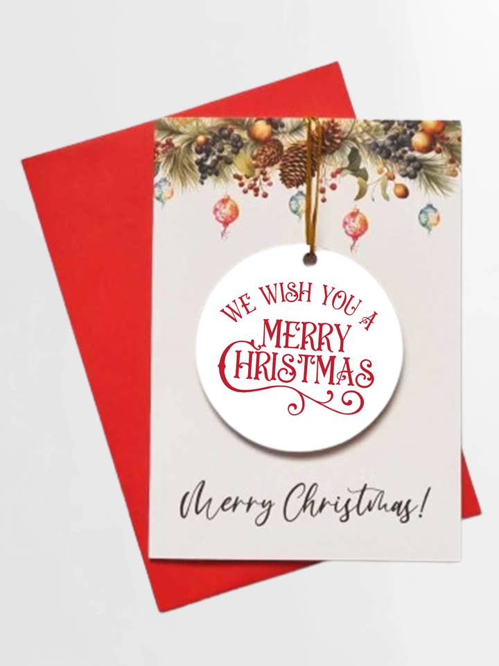 Ti auguriamo un buon biglietto di Natale + PALLINA RIMOVIBILE per la vendita all'ingrosso da parte di Homemade Hollydays Wholesale