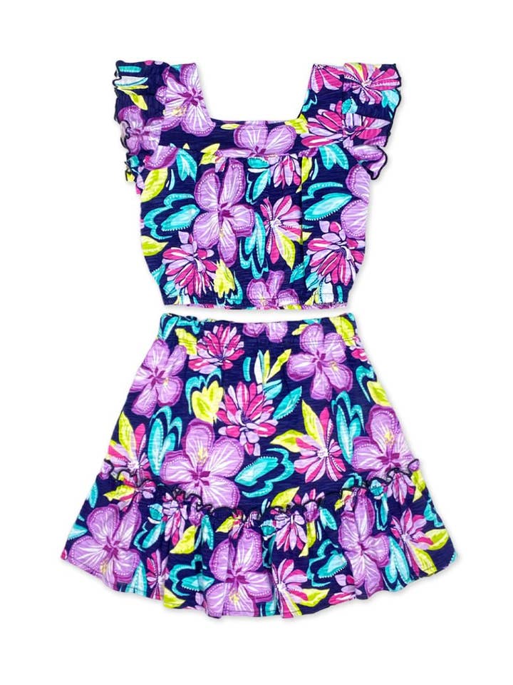 TKSS-3165T-Q41  Toddler's 2 pc Skirt Set w/Ruffle Sleeve Top for wholesale by Cutie Patootie Clothing
