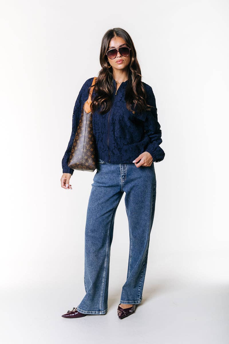 Flottan Lois Lace Bomberjacka | Marinblå för wholesale på Faire1