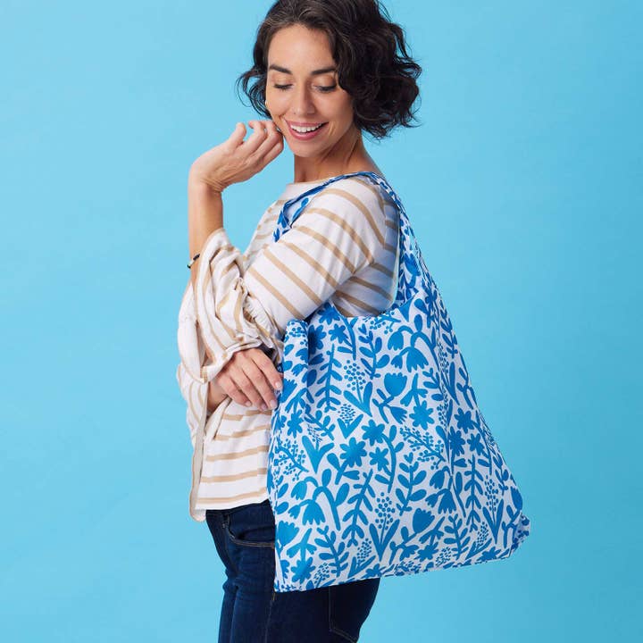 rockflowerpaper - Wholesale Grocery/Shopping Bag - BOTANICAL blu Bag Reusable Shopper Tote